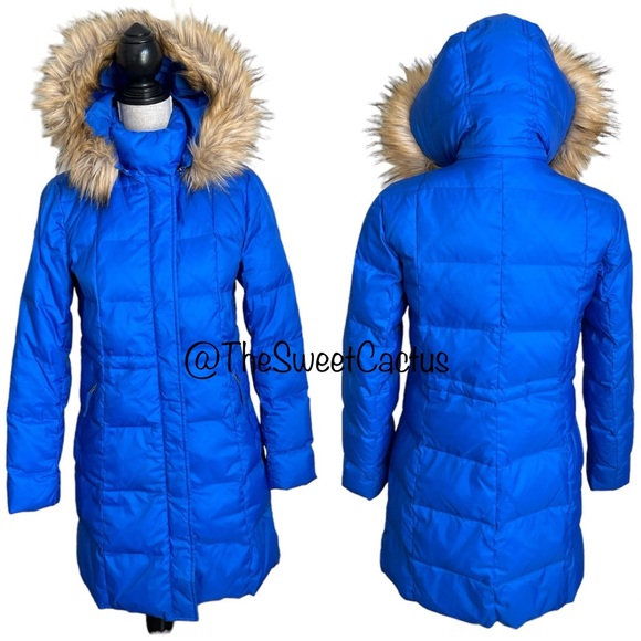 Talbots Jackets & Blazers - Talbots Down Puffer Jacket Faux Fur Hooded Coat Small Blue